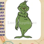 Dr Seuss Grinch Mischievous Green Full Body Fill Embroidery Designs - Instant Download