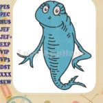 Happy Blue Dr Seuss Fish Fill Embroidery Designs - Instant Download