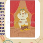 Animal Crackers Hamster on Stage with Gold Fill Embroidery Designs - Instant Download