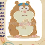 Sad Animal Crackers Hamster Fill Embroidery Designs with Fish Cracker - Instant Download