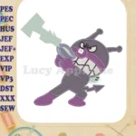Angry Anpanman Chapon's Hero with Lightning Bolt Fill Embroidery Designs - Instant Download