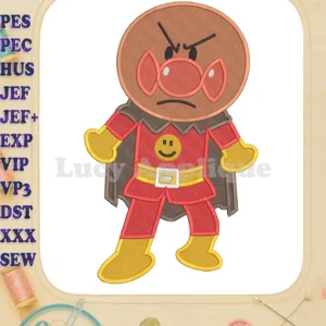 Vibrant Anpanman Chapon's Hero fill embroidery design featuring the iconic character in a determined pose.