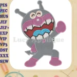 Anpanman Chapon's Hero gray monster with pink fill embroidery designs - Instant Download