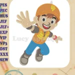 BoBoiBoy happy hero with lightning cap fill embroidery designs - Instant Download