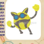 Dynamic BoBoiBoy yellow robot character fill embroidery designs with goggles - Instant Download