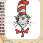 Whimsical Dr Seuss Cat in the Hat fill stitch embroidery designs - Instant Download