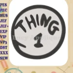 Dr Seuss Thing 1 oval patch fill embroidery designs - Instant Download