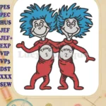 Playful Dr Seuss Thing 1 and Thing 2 Fill Embroidery Designs - Instant Download