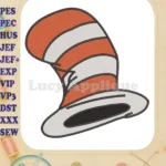 Dr Seuss Cat in the Hat Striped Hat Fill Embroidery Designs - Instant Download