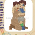 Elio comforted by a caring uniformed adult fill embroidery designs - Instant Download