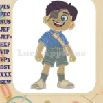 Elio with Eyepatch Fill Embroidery Designs for Kids - Instant Download