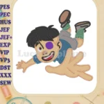 Elio Character Flying Pose with Black Eye Fill Embroidery Designs - Instant Download