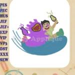 Elio and Purple Monster Sledding Adventure Fill Embroidery Designs - Instant Download