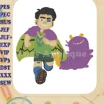 Elio and purple alien friend adventure fill embroidery designs - Instant Download
