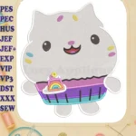 Gabby's Dollhouse Movie Cute Cakey Cat Cupcake Fill Embroidery Designs - Instant Download