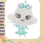 Gabby's Dollhouse Kitty Fairy with Teal Bow Fill Embroidery Designs - Instant Download