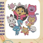 Gabby's Dollhouse Movie Fill Embroidery Designs with Gabby and Friends - Instant Download