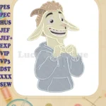 Smiling Cartoon Goat in Hoodie Fill Embroidery Designs - Instant Download
