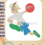 Energetic Goat Basketball Player Fill Embroidery Designs for Sports Enthusiasts - Instant Download