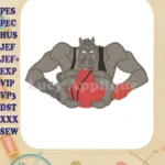 Muscular Cartoon Goat Basketball Player Fill Embroidery Designs - Instant Download