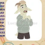 Anxious Cartoon Goat Wearing Hoodie and Shorts Fill Embroidery Designs - Instant Download