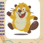 Happy Hoppers Beaver Jumping Fill Embroidery Designs for Kids - Instant Download