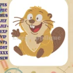 Cute Happy Hoppers Beaver Animal Fill Embroidery Designs - Instant Download