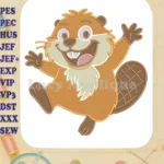 Joyful Hoppers Beaver Cartoon Character Fill Embroidery Designs - Instant Download