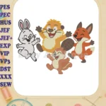 Jumping Happy Hoppers Forest Animals Fill Embroidery Designs - Instant Download