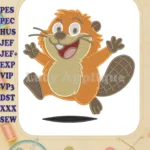 Happy Hoppers Beaver Jumping Fill Embroidery Designs - Instant Download