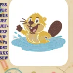 Happy Hoppers Beaver Splashing Water Fill Embroidery Designs - Instant Download