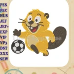 Hoppers character playing soccer fill embroidery designs for kids - Instant Download