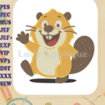 Happy Hoppers Beaver Waving Fill Embroidery Designs - Instant Download