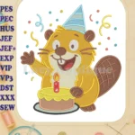 Adorable Hoppers Beaver Happy Birthday Party Fill Embroidery Designs - Instant Download