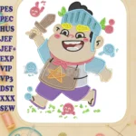 Cheerful Jumbo Knight with Sword and Friends Fill Embroidery Designs - Instant Download