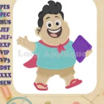 Jumbo boy with book fill embroidery designs for kids - Instant Download
