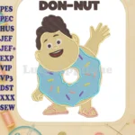 Happy Jumbo DON-NUT character blue sprinkle donut fill embroidery designs - Instant Download