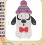 Masameer Junior Dog Character Fill Embroidery Designs with Winter Hat - Instant Download