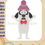 Masameer Junior Shokran shocked dog with pink beanie fill embroidery designs - Instant Download