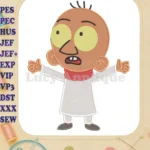 Masameer Junior character with red scarf fill embroidery designs - Instant Download