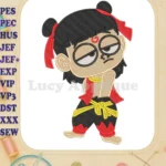 Mischievous Ne Zha 2 Boy Fill Embroidery Designs with Glasses - Instant Download