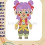 Adorable Ne Zha 2 animated character fill embroidery designs - Instant Download