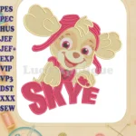 Smiling Skye Paw Patrol The Dino Movie Fill Embroidery Designs - Instant Download