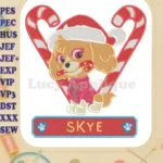 Paw Patrol Skye Christmas Candy Cane Fill Embroidery Designs - Instant Download