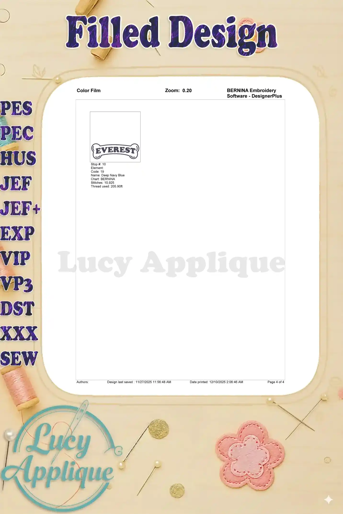 Part two of the color film for the Everest fill embroidery design, detailing final stitch steps.