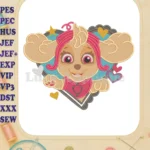 Skye Paw Patrol Dino Movie Fill Embroidery Designs Hearts Star - Instant Download