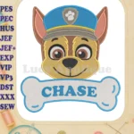 Paw Patrol Chase police dog head fill embroidery designs - Instant Download