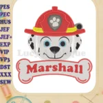 Marshall Paw Patrol The Dino Movie Fill Embroidery Designs - Instant Download
