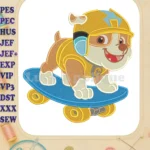 Rubble Paw Patrol Dino Movie Skateboard Fill Embroidery Designs - Instant Download