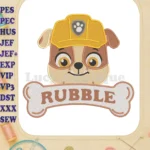 Paw Patrol Rubble Dino Movie Character Fill Embroidery Designs - Instant Download